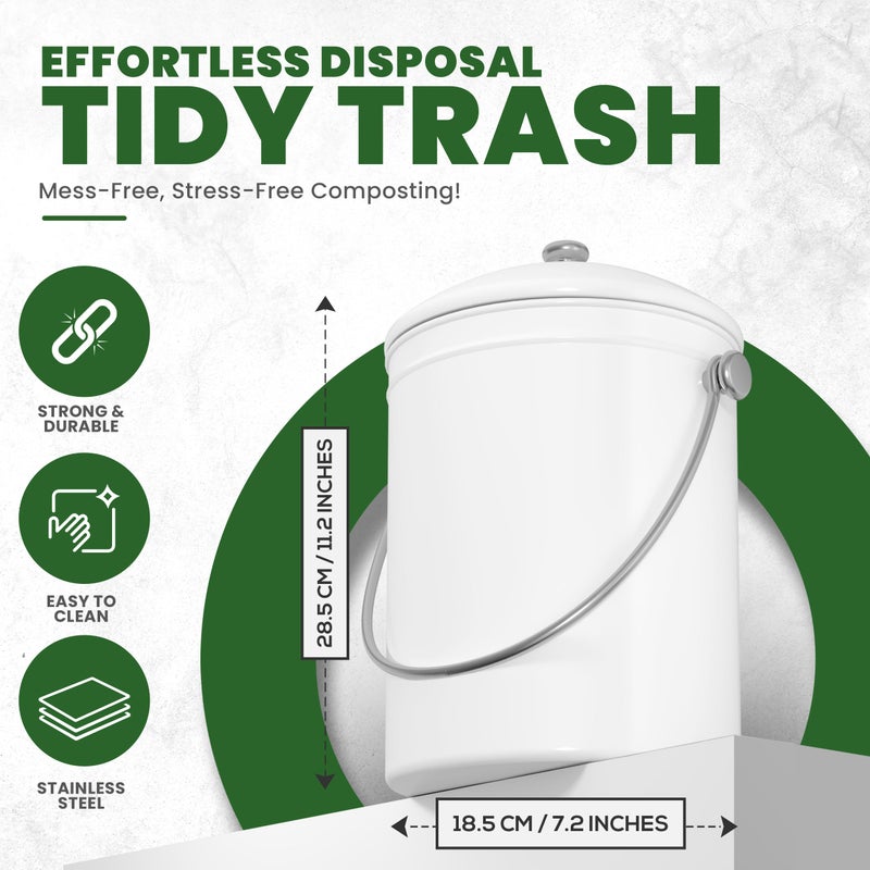 Utopia Kitchen Compost Bin for Kitchen Countertop, 1.3 Gallon Compost Bucket for Kitchen with Lid, Includes 1 Spare Charcoal Filter (White) - Image 3